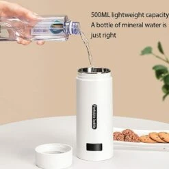 Travel Electric Water Cup, Portable Kettle, Electric Heating Water Cup, Small Mini Home Dormitory, Portable Travel Heating Cup (White) -Smart Home Appliance Store 89793587 2