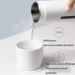 Travel Electric Water Cup, Portable Kettle, Electric Heating Water Cup, Small Mini Home Dormitory, Portable Travel Heating Cup (White) -Smart Home Appliance Store 89793587 5