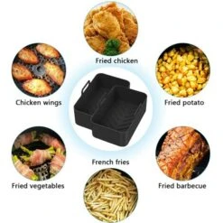 Silicone Pot For Ninja Double Air Fryer, 2PCS Reusable Air Fryer Liners, Silicone Air Fryer Basket, Accessory For Air Fryer, Oven, Microwave, Cake Mold, Black -Smart Home Appliance Store 89794463 4