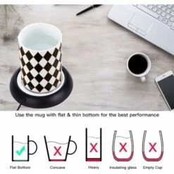 MODOU - USB Cup Warmer, Plate Drink Warmer, Heated Coasters For Coffee Warmer Utensils For Bar Office Home (Black) -Smart Home Appliance Store 89804458 3
