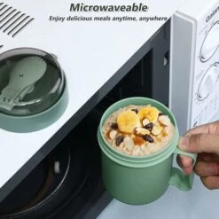 Microwaveable Soup Mug With Lid And Spoon Soup To-Go Container Cereal Cup With Lid For Soups Noodles Hot Cereals And More Reusable - MODOU -Smart Home Appliance Store 89805444 3