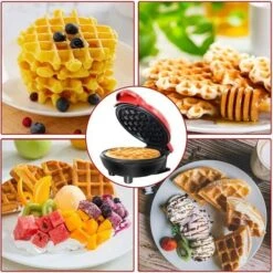 Mini Waffle Maker Machine For Individual Waffles, Paninis, Hash Browns Red -Smart Home Appliance Store 90745480 5