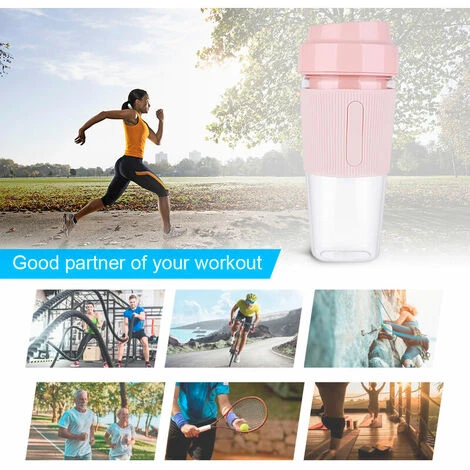 Portable Blender Juicer Cup Mini Smoothies Maker Rechargeable Blender Personal Size Blender Travel Cup With Safety Guard (Pink) 4 Portable Blender Juicer Cup Mini Smoothies Maker Rechargeable Blender Personal Size Blender Travel Cup With Safety Guard (Pink) - Image 2