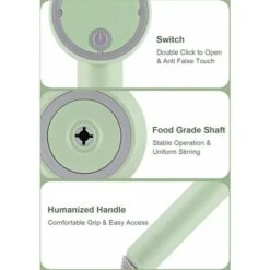 Detachable Double-Stick USB Egg Beater Portable Electric Egg Whisk Cordless 3-Speed Adjustable Stainless Steel Kitchen Mixer, Green -Smart Home Appliance Store 90818441 4