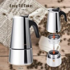 Moka Italian Coffee Maker Stainless Steel Pressure Coffee Maker 300ml Large Capacity Induction Hob Compatible With Ergonomic Handle -Smart Home Appliance Store 91171562 4