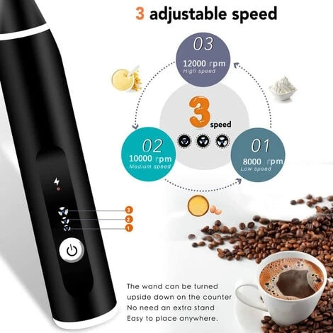 Rechargeable Electric Milk Frother With For Coffee, Matcha, Latte Cappuccino, Hot Chocolate 5 Rechargeable Electric Milk Frother With For Coffee, Matcha, Latte Cappuccino, Hot Chocolate - Image 3