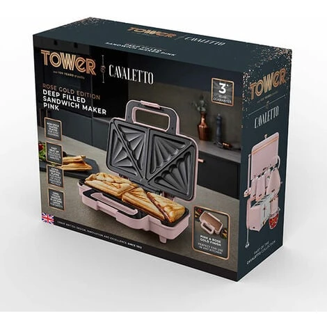 Tower Cavaletto Sandwich Maker Pink 4 Tower Cavaletto Sandwich Maker Pink - Image 2