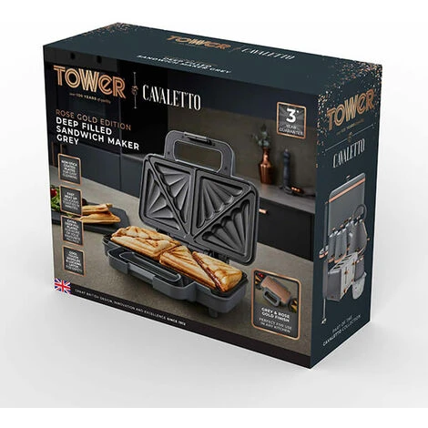 Tower Cavaletto Sandwich Maker Grey 4 Tower Cavaletto Sandwich Maker Grey - Image 2