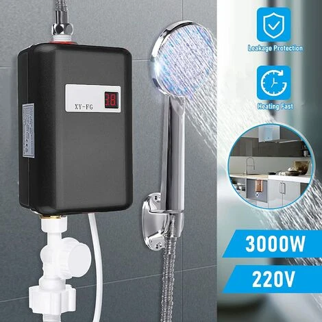 Electric Water Heater,Mini Fast Heating Water Heater Anti-Leakage Protection, IPX4 Splash-Proof Water Heater (Black) 4 Electric Water Heater,Mini Fast Heating Water Heater Anti-Leakage Protection, IPX4 Splash-Proof Water Heater (Black) - Image 2