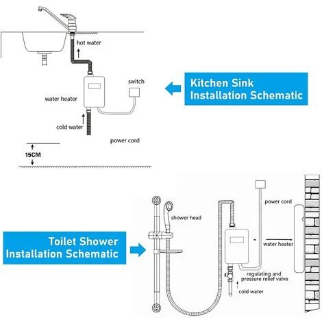 Electric Water Heater,Mini Fast Heating Water Heater Anti-Leakage Protection, IPX4 Splash-Proof Water Heater (Black) 7 Electric Water Heater,Mini Fast Heating Water Heater Anti-Leakage Protection, IPX4 Splash-Proof Water Heater (Black) - Image 5