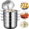VEVOR Food Steamer Pot Stainless Steel Food Steamer 30cm Cooking Tool 12 Heating Steamed Dishes Soup -Smart Home Appliance Store 92583433 1