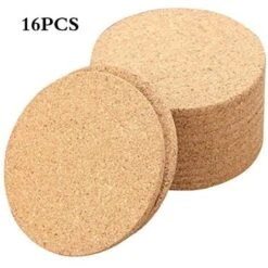 16 Piece Round Natural Cork Coasters Absorbent Eco-Friendly Heat Resistant Reusable -Smart Home Appliance Store 92867766 3