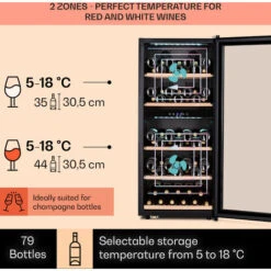 Klarstein Barossa 79 Duo Wine Fridge 79 Bottles 204 Litres 2 Zones -Smart Home Appliance Store 93314361 3