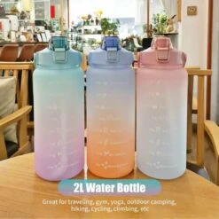 2L Water Bottle With Marker &amp Large Straw Water Bottle With Handle Leak Proof Reusable Water Pitcher For Hiking, Traveling, Outdoor Sports, Gym, Fitness, Pink -Smart Home Appliance Store 93453073 4