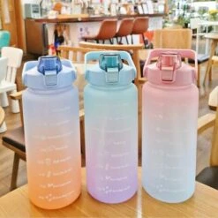 2L Water Bottle With Marker &amp Large Straw Water Bottle With Handle Leak Proof Reusable Water Pitcher For Hiking, Traveling, Outdoor Sports, Gym, Fitness, Pink -Smart Home Appliance Store 93453073 5