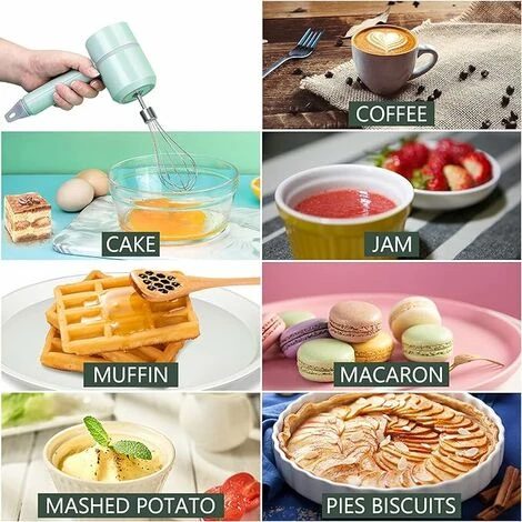 Portable Electric Hand Mixer, 3 Speed Cordless Egg Whisk, USB Rechargeable Kitchen Mixer, Cordless Mini Hand Mixer With 2 Stainless Steel Beaters For Egg Cake Cream 7 Portable Electric Hand Mixer, 3 Speed Cordless Egg Whisk, USB Rechargeable Kitchen Mixer, Cordless Mini Hand Mixer With 2 Stainless Steel Beaters For Egg Cake Cream - Image 5