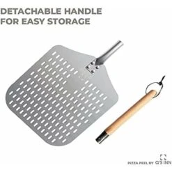 Perforated Pizza Peel, Professional 12 X 14 Car Peeled Alumina Anodized Blade With Removable Wooden Handle For Homemade Pizza -Smart Home Appliance Store 93531471 3