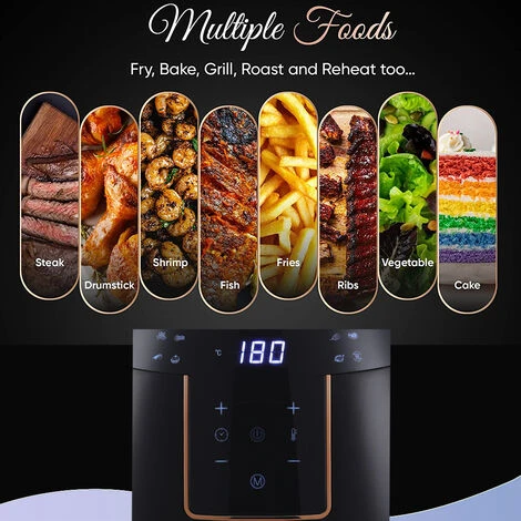Livingandhome Black Large 5.5L Digital Touchscreen Air Fryer 4 Livingandhome Black Large 5.5L Digital Touchscreen Air Fryer - Image 2