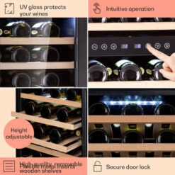 Klarstein Vinamour 73 Duo Wine Fridge 2 Zones 192 L / 73 Bottles 5-18°C Touch -Smart Home Appliance Store 94381220 5