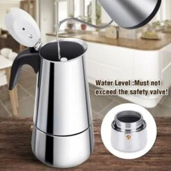 Italian Coffee Maker, Moka Coffee Maker In Stainless Steel Pressure Coffee Maker 300ml Large Capacity Compatible With Induction Hob With Ergonomic Handle -Smart Home Appliance Store 94387426 5