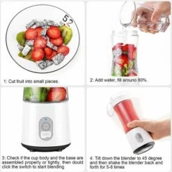 BPA Free Portable Mini Blender, Personal Blender For Smoothie And Shakes, Electric Fruit Blender 6 Blades 3D And USB Rechargeable， -Smart Home Appliance Store 95350580 4