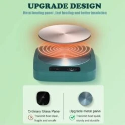 Coffee Mug Cup Warmer Coaster For Coffee Tea Cocoa Milk Food Fruits Candle, Aluminum Metal Panel, Safe Reliable, Green (4" X 5") -Smart Home Appliance Store 95523688 3