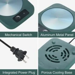 Coffee Mug Cup Warmer Coaster For Coffee Tea Cocoa Milk Food Fruits Candle, Aluminum Metal Panel, Safe Reliable, Green (4" X 5") -Smart Home Appliance Store 95523688 4