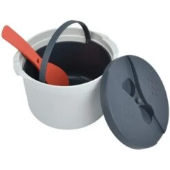 Microwave Rice Cooker 2L Food Grade PP Material Rice Spoon Lid Strainer Steaming Pot Rice Cooker Set (Orange)