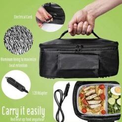 Portable Oven, 12V Car Food Warmer, Personal Mini Microwave For Cooking & Reheating Food, Electric Heated Lunch Box For Travel, Camping, Office, Home -Smart Home Appliance Store 95534192 4