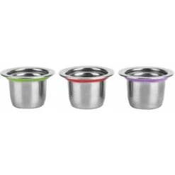 3Pcs Refillable Coffee Capsule Cups, Stainless Steel Reusable Coffee Nespresso Pod Filters, 35x22x20mm