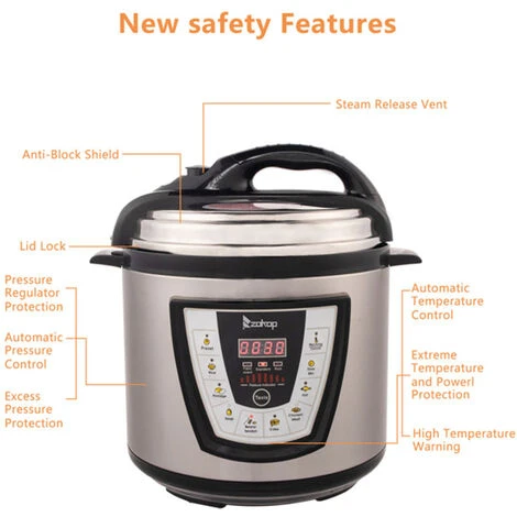 Fitprobo 6L13 All-in-one Stainless Steel Electric Pressure Cooker In Primary Color, Side Handle Style, With Reservation Function/heat Preservation Function 6 Fitprobo 6L13 All-in-one Stainless Steel Electric Pressure Cooker In Primary Color, Side Handle Style, With Reservation Function/heat Preservation Function - Image 4