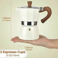 3 Cup Espresso Moka Pot 150ml (5oz) Premium Aluminum Manual Cuban Coffee Maker Stovetop Espresso Coffee Maker2 Moka Italian Espresso Greek Coffee Maker Infu Filter -Smart Home Appliance Store 95654121 3