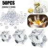 50pcs Clear Fake Shaved Ice Rocks Ice Cubes Slime Fillers Square Ice Cube, 25mm X 50PCS, 11
