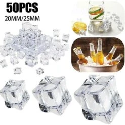 50pcs Clear Fake Shaved Ice Rocks Ice Cubes Slime Fillers Square Ice Cube, 25mm X 50PCS, 11
