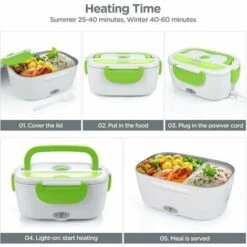 Electric Food Warmer For Car And Home Office-12V-24V/110V 40W Portable Food Warmer, Heated Lunch Box For Men And Adults With Food Grade Stainless Steel Container -Smart Home Appliance Store 95726334 5