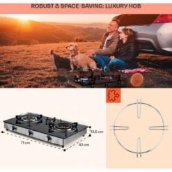 Klarstein Barzona 3 Camping Stove 3 Burners 3.4 KW & 0.75 KW & 4.3 Glass Top & Stainless Steel Housing -Smart Home Appliance Store 95821231 5