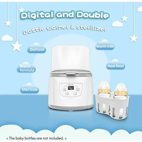 In 1 Baby Bottle Warmer Baby Bottle Steam Sterilizer Fast Baby Food Warmer 2 Bottle Capacity Adjustable Temperature With LED Display For Baby Bottles, EU 400W 5 In 1 Baby Bottle Warmer Baby Bottle Steam Sterilizer Fast Baby Food Warmer 2 Bottle Capacity Adjustable Temperature With LED Display For Baby Bottles, EU 400W - Image 3