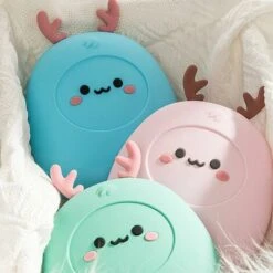 Hot Water Bottle 2 In 1 Silicone Hot Water Bag / Ice Bag Microwave Heating Leakproof Gift For Kids Girls, Pink - Pink -Smart Home Appliance Store 96250359 5