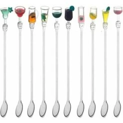 Colorful Drink Stirrers, 23cm Cocktail Stirrers, Acrylic Shaker, Bar Mixing Spoon For Cocktail And Juice (10 Mixing Spoons) -Smart Home Appliance Store 96250408 3