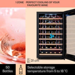 Klarstein Barossa 50 Uno Wine Refrigerator 1 Zone 120 Litres / 50 Bottles Touch Display -Smart Home Appliance Store 96685167 3
