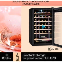 Klarstein Vinamour 32 Uno Wine Fridge 1 Zone 95 L / 36 Bottles 4-18°C Touch 9 Klarstein Vinamour 32 Uno Wine Fridge 1 Zone 95 L / 36 Bottles 4-18°C Touch -Smart Home Appliance Store 96890172 3