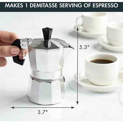 Aluminum Stovetop, Percolator Pot For Espresso, Mocha, Cuban Coffee, Cappuccino, Latte And More, Perfect For Camping, Strong, Long-Lasting, Silver, 1 Cup 4 Aluminum Stovetop, Percolator Pot For Espresso, Mocha, Cuban Coffee, Cappuccino, Latte And More, Perfect For Camping, Strong, Long-Lasting, Silver, 1 Cup - Image 2