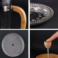 French Press Coffee Maker, 350ml 12oz 1-2 Cup French Press, Small Borosilicate Glass Tea Press With Bamboo Handle -Smart Home Appliance Store 97102721 3