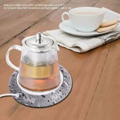 USB Wood Grain Mug Warmer Hot Beverage Cup Mat Office Tea Coffee Warmer Mat Water Beads Pattern -Smart Home Appliance Store 97104790 2