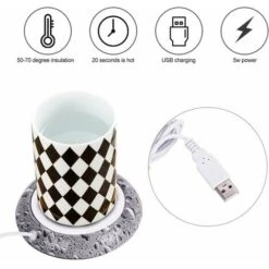 USB Wood Grain Mug Warmer Hot Beverage Cup Mat Office Tea Coffee Warmer Mat Water Beads Pattern -Smart Home Appliance Store 97104790 3