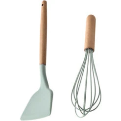 Piece Bpa Free Nonstick Silicone Kitchen Utensil Set, Heat Resistant Silicone With Wooden Handle