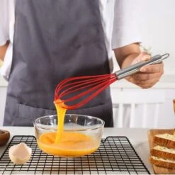 Manual Egg Beater Stainless Steel Egg Beater Household Mini Baking Egg Beater Silicone Cream Whisk 10 Manual Egg Beater Stainless Steel Egg Beater Household Mini Baking Egg Beater Silicone Cream Whisk -Smart Home Appliance Store 97380481 4