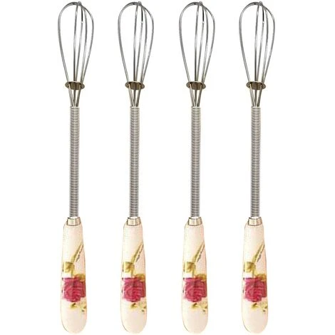 Small Whisks Stainless Steel Handle Mini Small Mixing Balloon Wire Whisks Ceramic Whisk (4 Pieces) 3 Small Whisks Stainless Steel Handle Mini Small Mixing Balloon Wire Whisks Ceramic Whisk (4 Pieces)