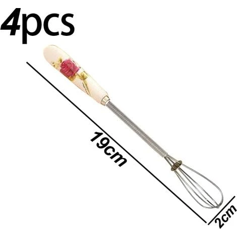 Small Whisks Stainless Steel Handle Mini Small Mixing Balloon Wire Whisks Ceramic Whisk (4 Pieces) 4 Small Whisks Stainless Steel Handle Mini Small Mixing Balloon Wire Whisks Ceramic Whisk (4 Pieces) - Image 2