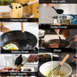 2-Piece Silicone Cookware Set With Wooden Handle, Non-Toxic And Non-Stick, Heat Resistant And Dishwasher Safe -Smart Home Appliance Store 97382460 4